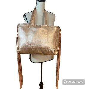 Vaalbara Designs Jacinda Rose Gold Side Fringe /Messenger Tote